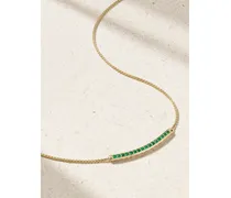 Petite Pavé Kette Aus 18 Karat Gold Mit Smaragden