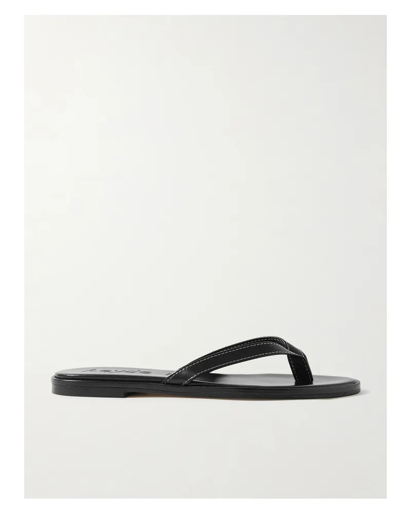 aeyde Melody Leather Flip Flops - Black Black