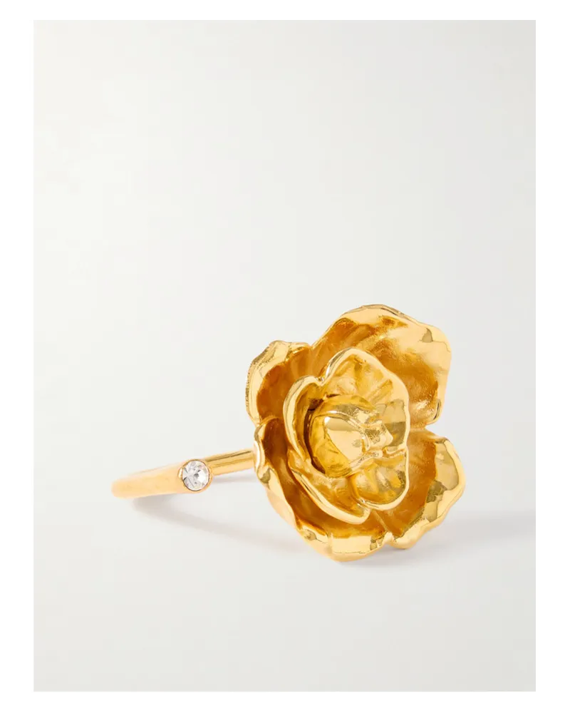 Oscar de la Renta Gardenia farbener Ring mit Kristall Gold