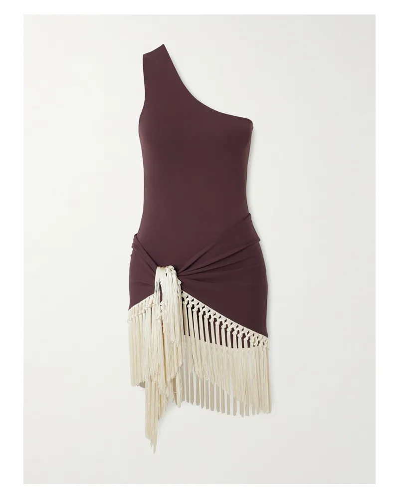 Taller Marmo Yacare Set Aus Einem Asymmetrischen Badeanzug Sowie Einem Pareo Mit Fransen - Burgunder Burgunder