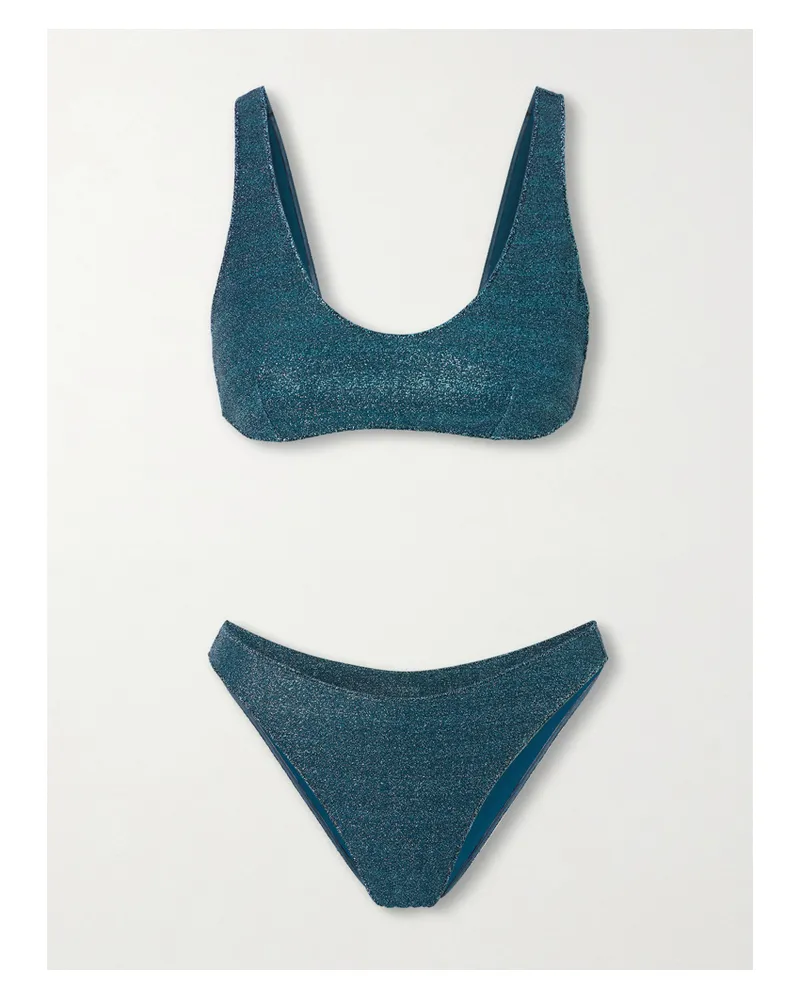 Oséree Lumière Sporty Metallic Bikini - Blue Blue