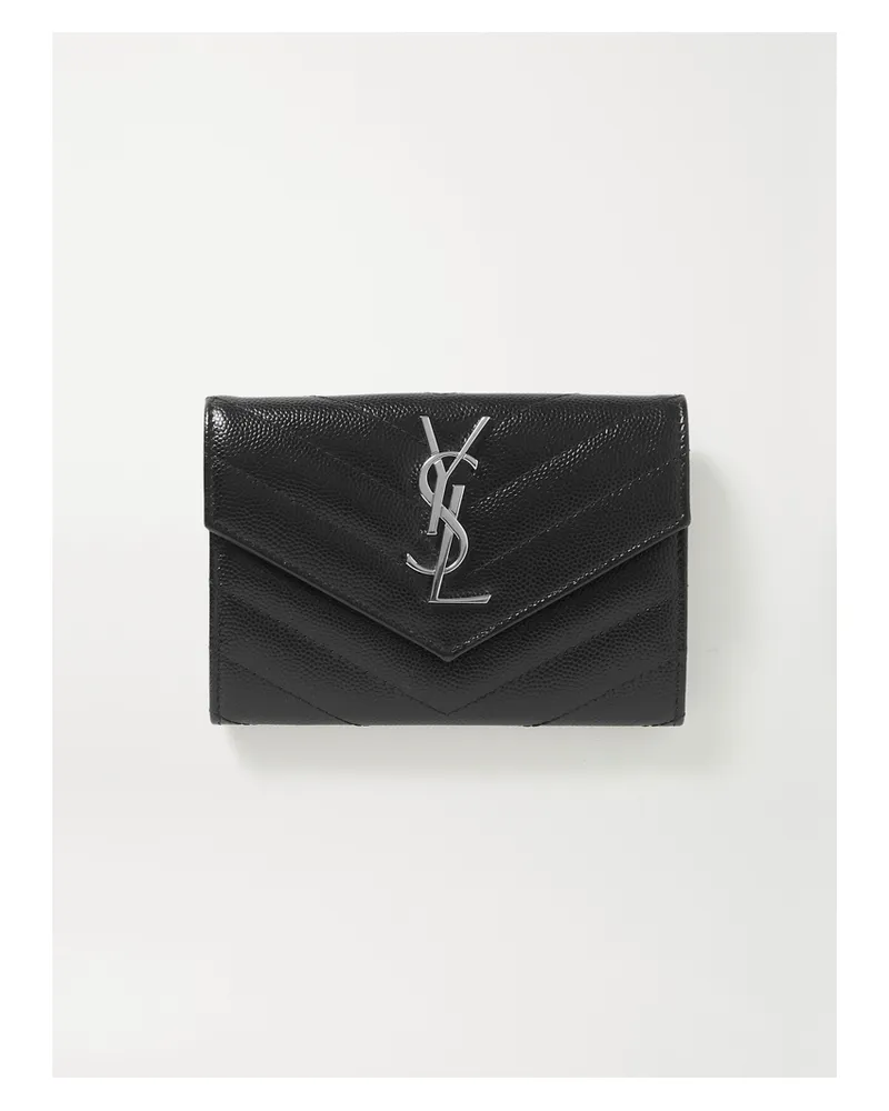 Saint Laurent Monogramme Envelope Quilted Textured-leather Wallet - Black Black