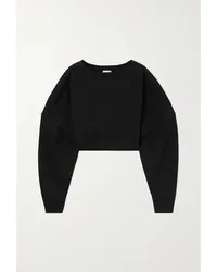 Saint Laurent Verkürztes Sweatshirt aus Baumwoll-jersey Schwarz