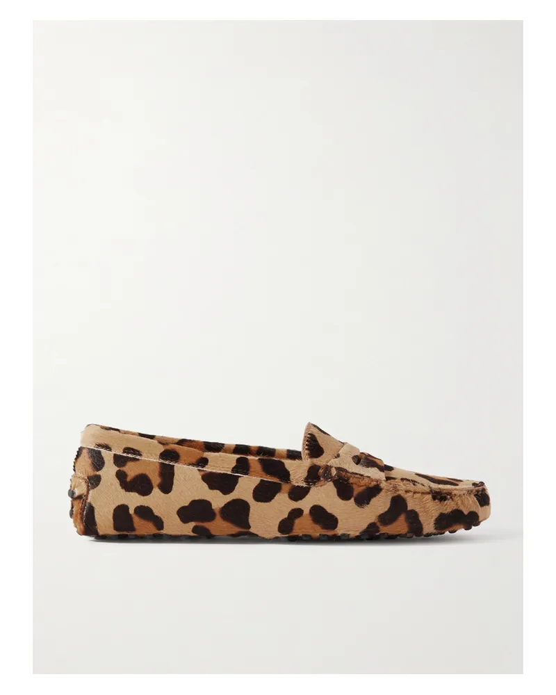 TOD'S Gommino Leopard-print Calf Hair Loafers - Animal print Animal