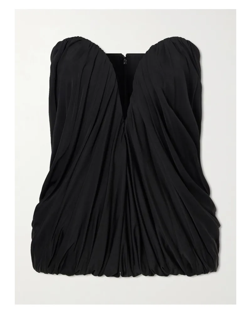 The New Arrivals Ilkyaz Ozel Olivienne Draped Satin Bustier Top - Black Black