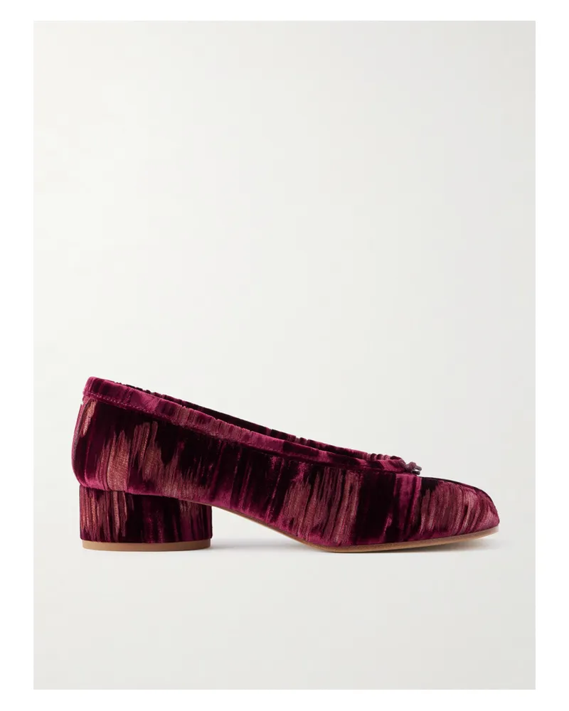 Maison Margiela Tabi Ballerina Pumps Mit Geteilter Kappe Aus Samt In Distressed-optik - Pink Pink