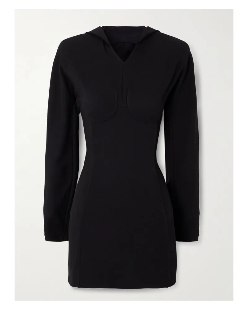 Jean Paul Gaultier Minikleid Aus Strukturiertem Jersey Mit Rückenausschnitt Und Kapuze - Schwarz Schwarz