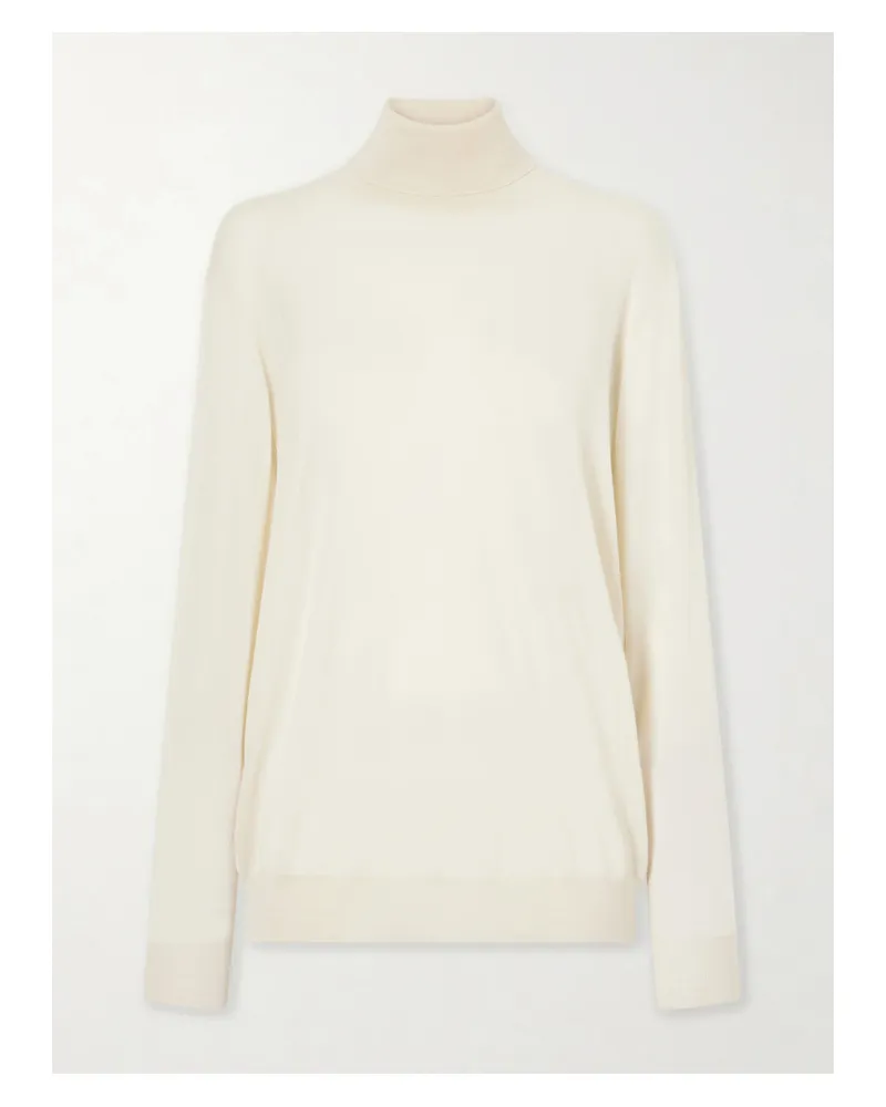 The Row Nabari Cashmere Turtleneck Sweater - Ivory Ivory
