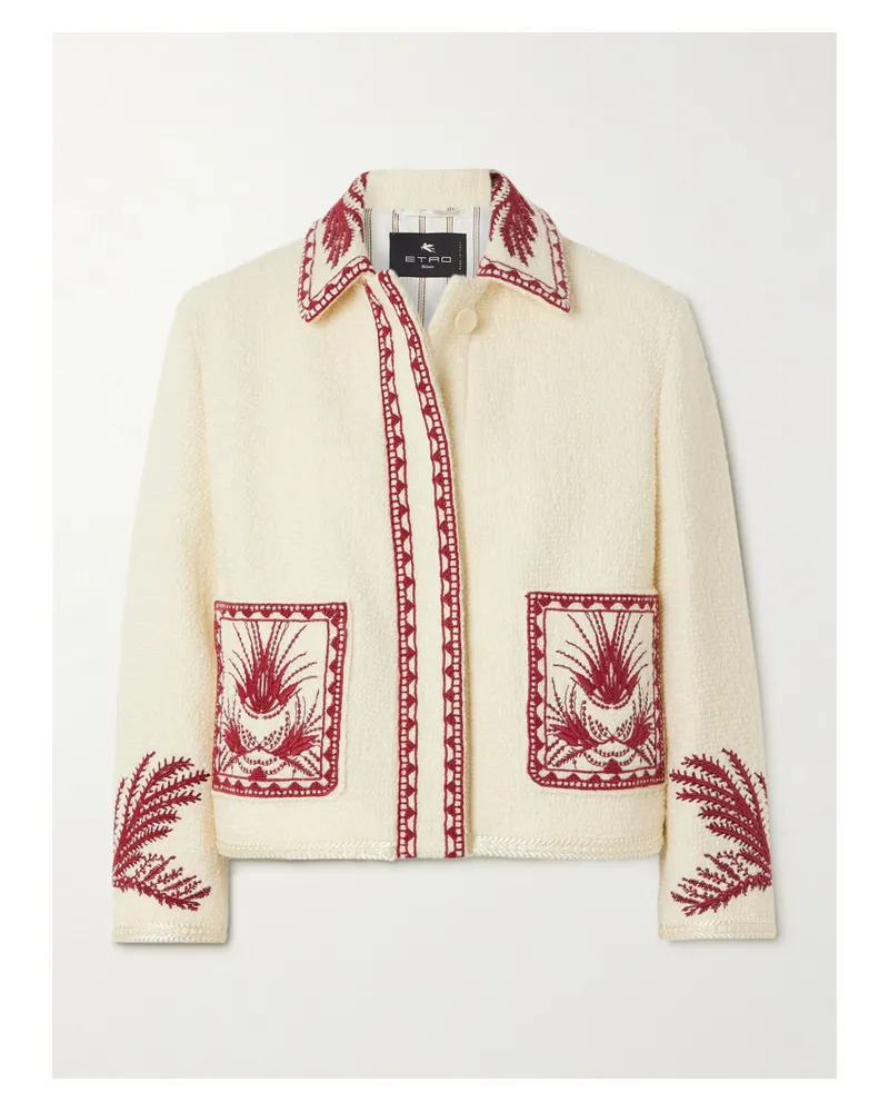 Etro Jacke Aus Woll-bouclé Mit Stickereien - Creme Creme