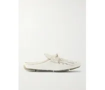 Montego Leather-trimmed Studded Calf Hair Mules - Neutrals