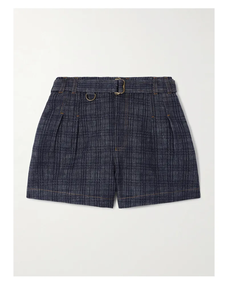 Burberry Shorts Aus Kariertem Denim Mit Gürtel - Blau Blau