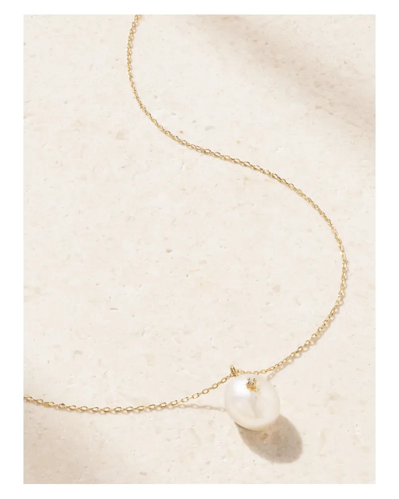 MATEO 14-karat Gold, Pearl And Diamond Necklace - Off-white Off-white