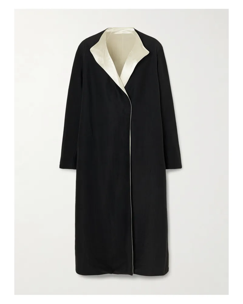 Maria Mcmanus Reversible Organic Twill And Hammered-satin Coat - Black Black