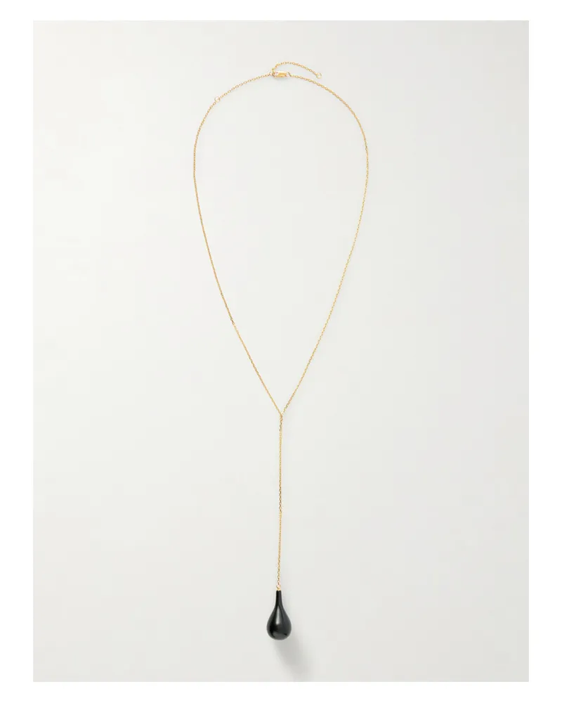 Totême Vergoldete Kette Mit Onyx Und Swarovski®-kristall - Schwarz Schwarz