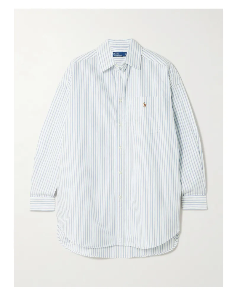 Ralph Lauren Hemd Aus Gestreiftem Baumwoll-oxford Mit Stickerei - Blau Blau