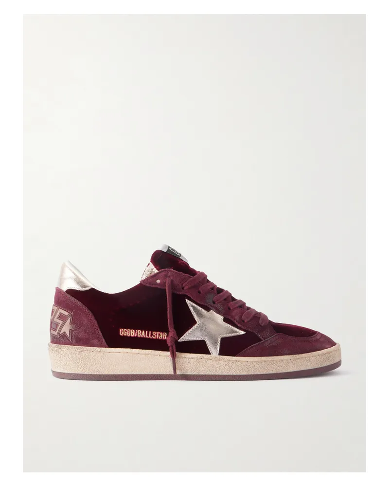Golden Goose Ballstar Sneakers Aus Samt Mit Leder- Und Velourslederbesätzen - Rot Rot