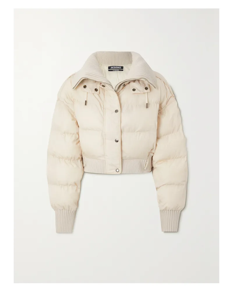 Jacquemus Caraco Mehrlagige Jacke Aus Rippstrick Und Gestepptem Shell - Wollweiß Wollweiß