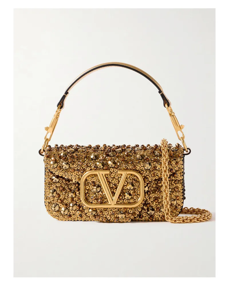 Valentino Garavani Locò Kleine Tasche aus Leder Gold