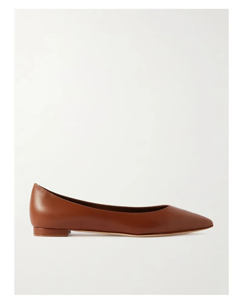 Manolo Blahnik Kietta Ballerinas Mit Spitzer Kappe Aus Leder - Braun Braun
