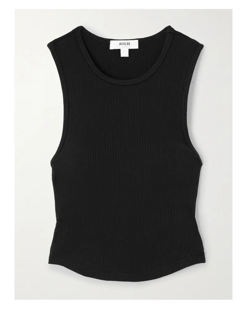 AGOLDE Nova Verkürztes Tanktop Aus Einer Gerippten Mischung Aus Biobaumwolle Und Tencel™ Lyocell Mit Stretch-anteil - Schwarz Schwarz