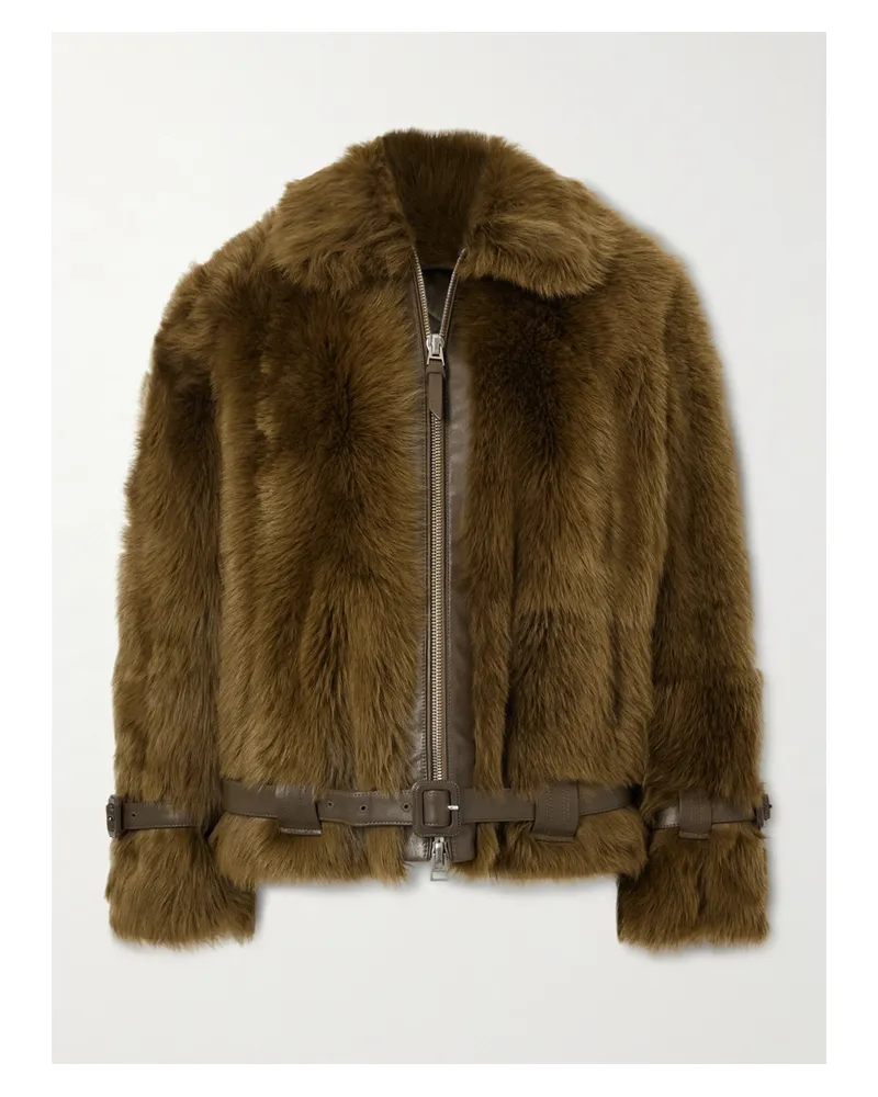 Tom Ford Jacke Aus Wattiertem Shearling Mit Gürtel - Grün Grün