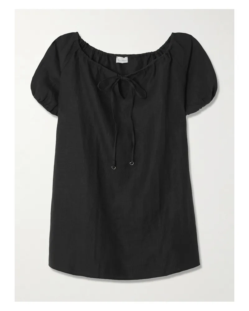 Deiji Studios Tie-detailed Linen Mini Dress - Black Black