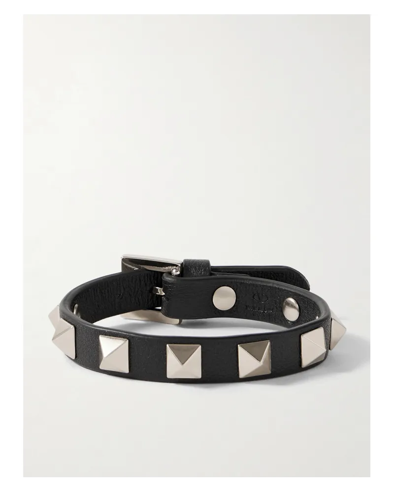 Valentino Garavani The Rockstud Armband aus Leder Schwarz