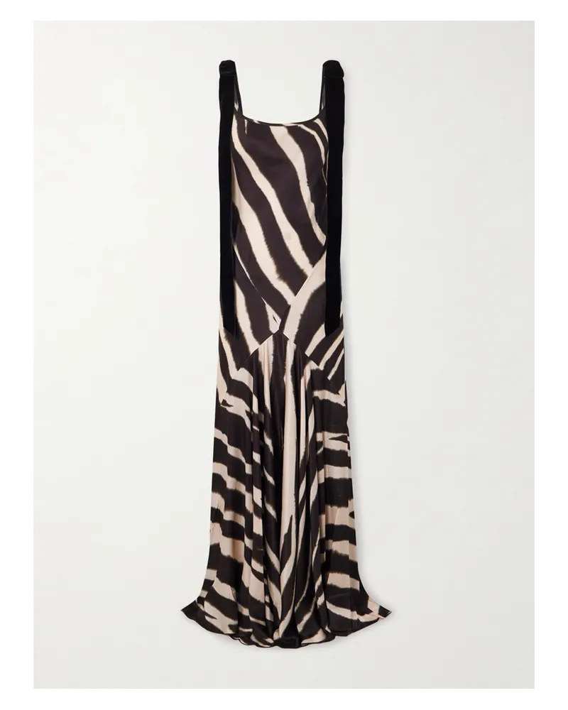 Nina Ricci Robe Aus Satin Mit Zebraprint Und Schleifen Aus Samt - Animal-Print Animal-print