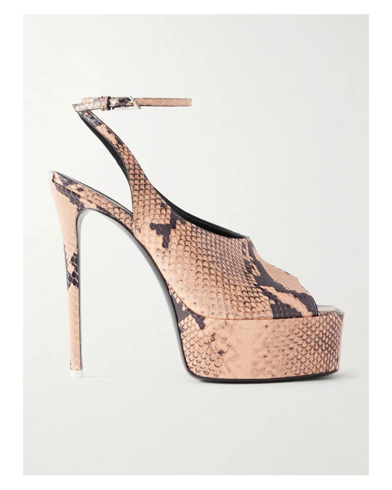 ATTICO Ornella 140 Snake-effect Leather Platform Pumps - Brown Brown