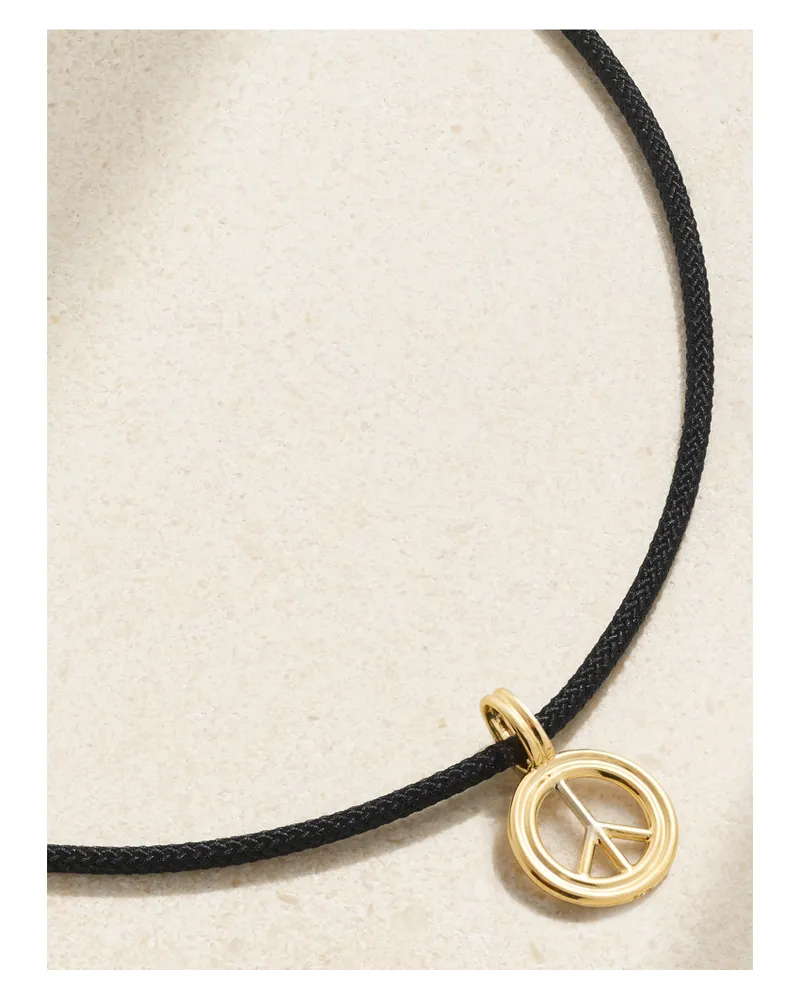 Stone & Strand Large Peace 14-karat Gold And Cord Choker - Black Black