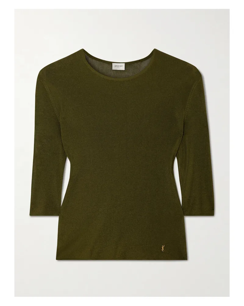 Saint Laurent Embellished Knitted Top - Green Green