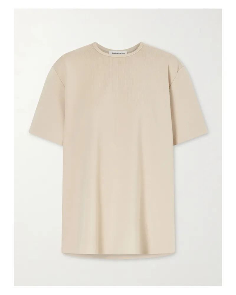 FRANKIE Shop Leni Ribbed-knit T-shirt - Neutrals Neutrals