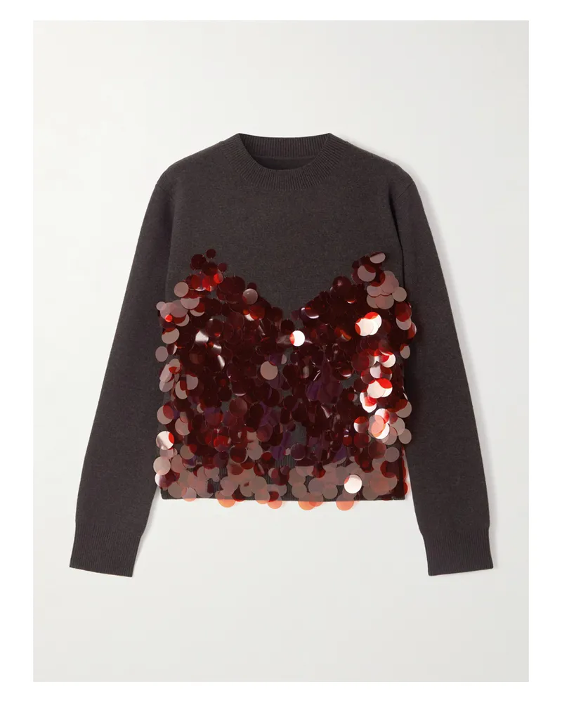 Sacai Wollpullover Mit Pailletten - Braun Braun