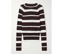 Gia Pullover Aus Einer Gestreiften Woll-seidenmischung - Braun
