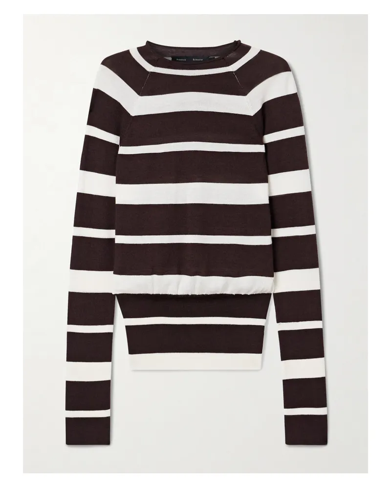 Proenza Schouler Gia Pullover Aus Einer Gestreiften Woll-seidenmischung - Braun Braun