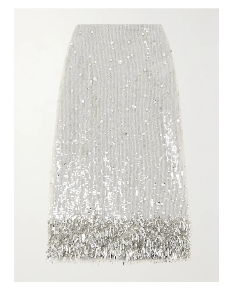 Valentino Garavani Midirock Aus Tüll Mit Pailletten Und Verzierungen - Silber Silber