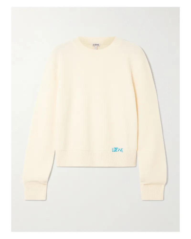 Loewe Wollpullover Mit Stickereien - Ecru Ecru