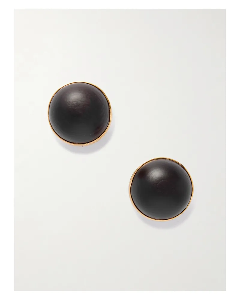Alaïa Sphere Gold-tone Wood Earrings - Brown Brown