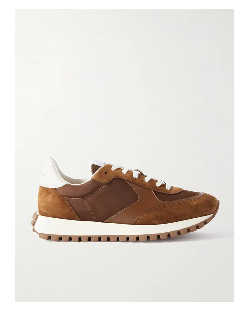 Gianvito Rossi Gravel Suede, Leather And Shell Sneakers - Brown Brown