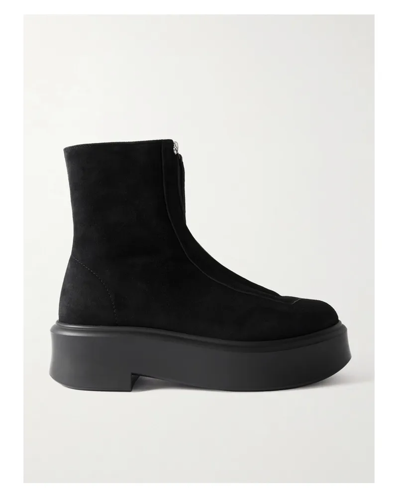 The Row Ankle Boots Aus Veloursleder Mit Plateau - Schwarz Schwarz