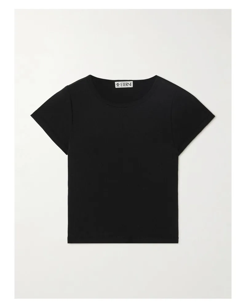 ÉTERNE Short Sleeve Baby Tee Verkürztes T-shirt Aus Jersey Aus Einer Baumwoll-modalmischung - Schwarz Schwarz