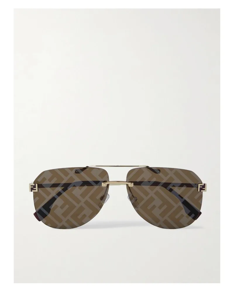Fendi Sky Goldfarbene Pilotensonnenbrille Gold