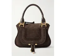 Marcie Kleine Schultertasche Aus Veloursleder Mit Lederbesätzen - Braun