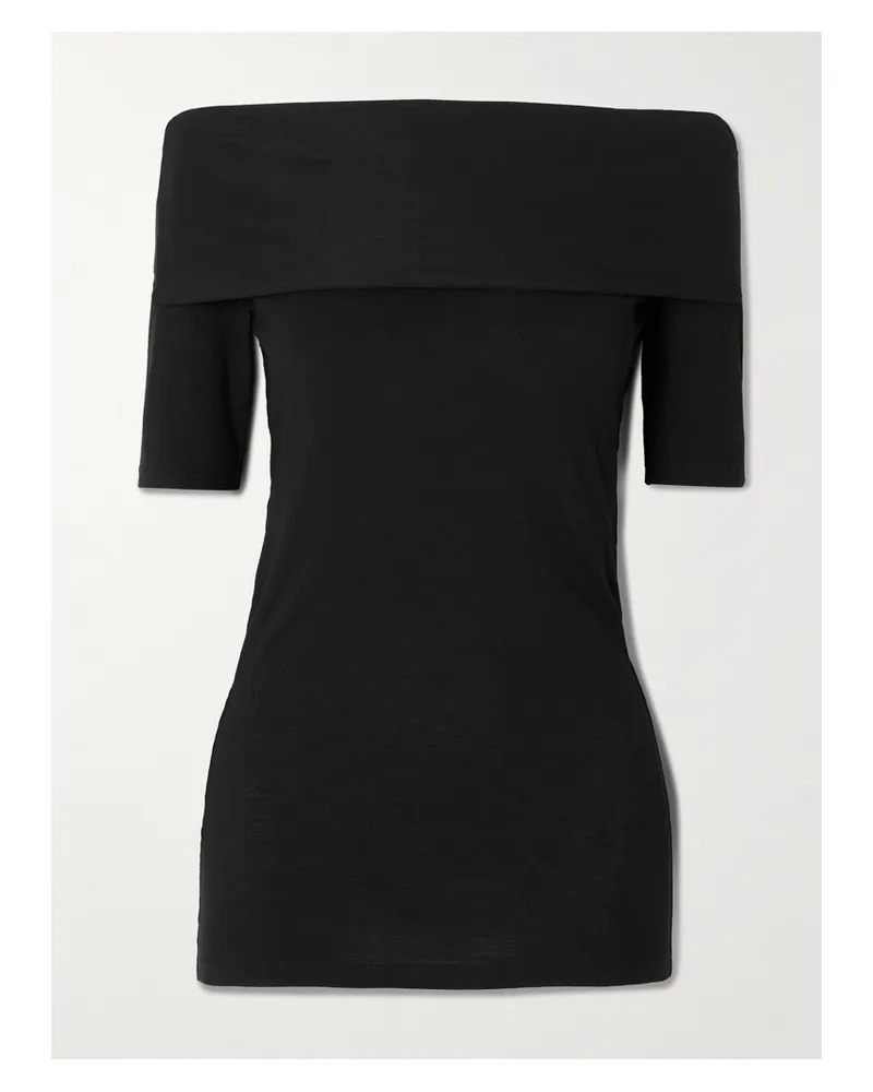 Christophe Lemaire Off-the-shoulder Stretch Organic Cotton-jersey Top - Black Black