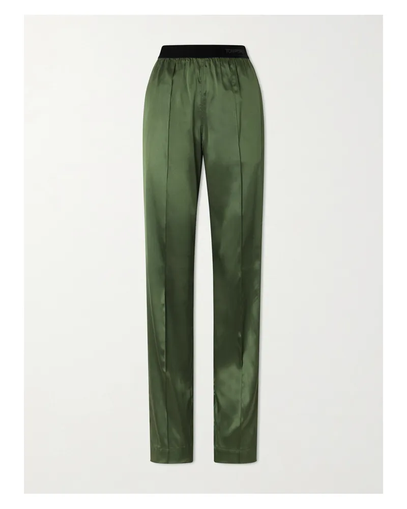 Tom Ford Silk-blend Satin Pants - Green Green