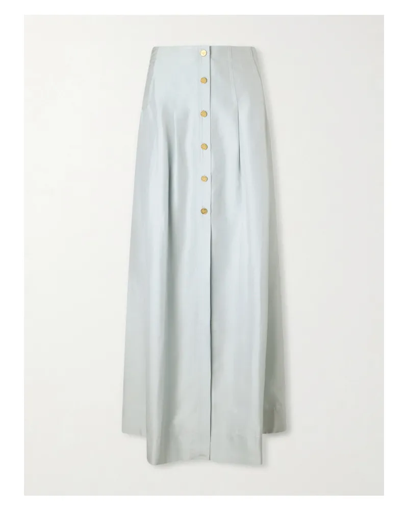 Le Kasha 1918 Amou Pleated Silk Maxi Skirt - Blue Blue