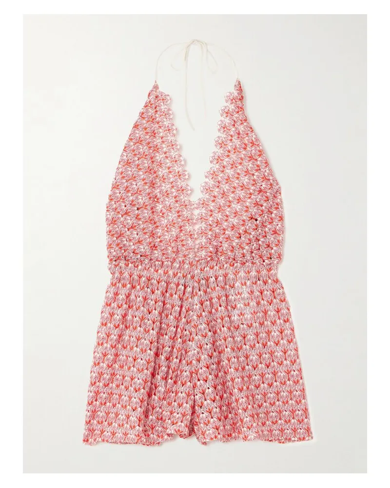 Missoni Neckholder-playsuit Aus Metallic-häkelstrick - Rot Rot