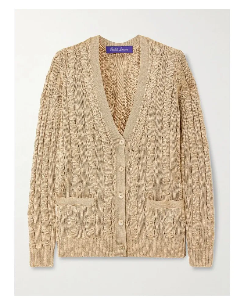 Ralph Lauren Cardigan Aus Seide In Zopfstrick - Braun Braun