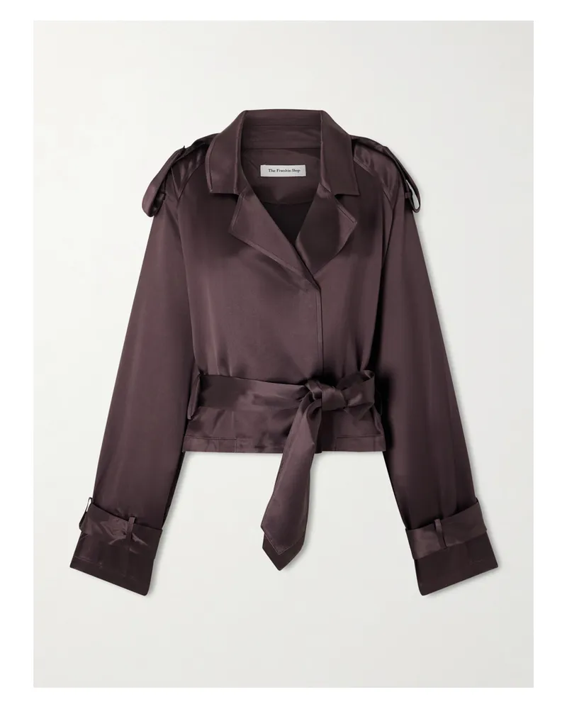 FRANKIE Shop Simona Jacke Aus Satin Mit Bindegürtel - Braun Braun