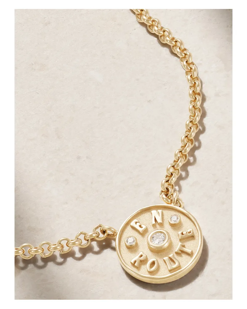 Marlo Laz En Route Kleine Kette Aus 14 Karat Gold Mit Diamanten Gold